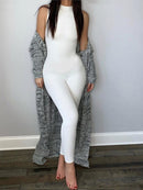 Kliou nuevo mono mujer elástico alto casual fitness deportivo mamelucos sin mangas cremallera activewear skinny traje de verano