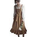 2022 New Retro Medieval Cotton Linen Cooking Kitchen Aprons For Woman Dress Flower Shop Smock Hairdresser Bib Garden Overall