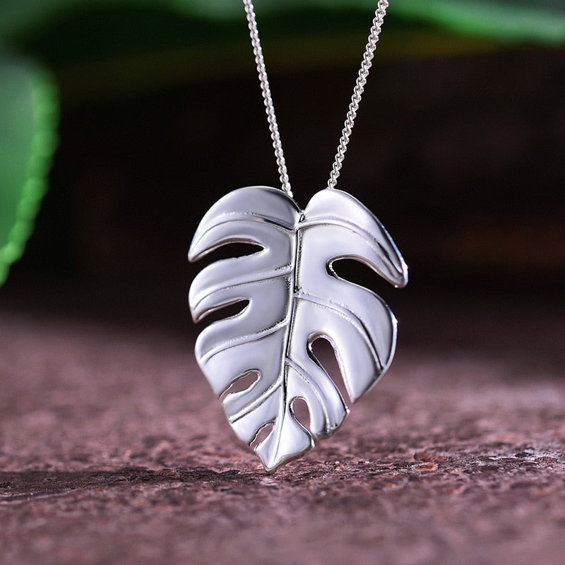 Lotus Fun Plata de Ley 925 auténtica joyería fina hecha a mano oro de 18 quilates diseño de hojas de Monstera colgante sin collar para regalo de mujer