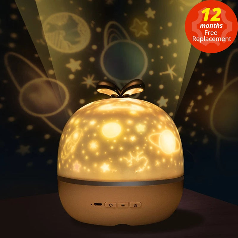 Music Projector Night Light With BT Speaker Chargeable Universe Starry Sky Rotate LED Lamp Colorful Flashing Star Kids Baby Gift