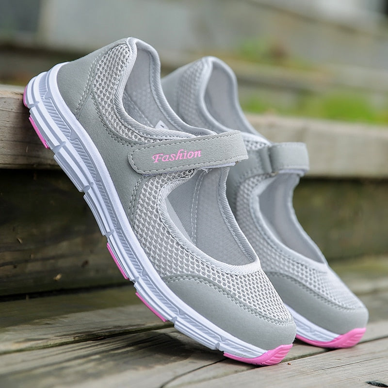 Ultra Light Mesh Flat Shoes For Women Shallow Mary Janes Casual Shoes Comfort Walking Shoes Ladies Tennis Sneakers Plus Size