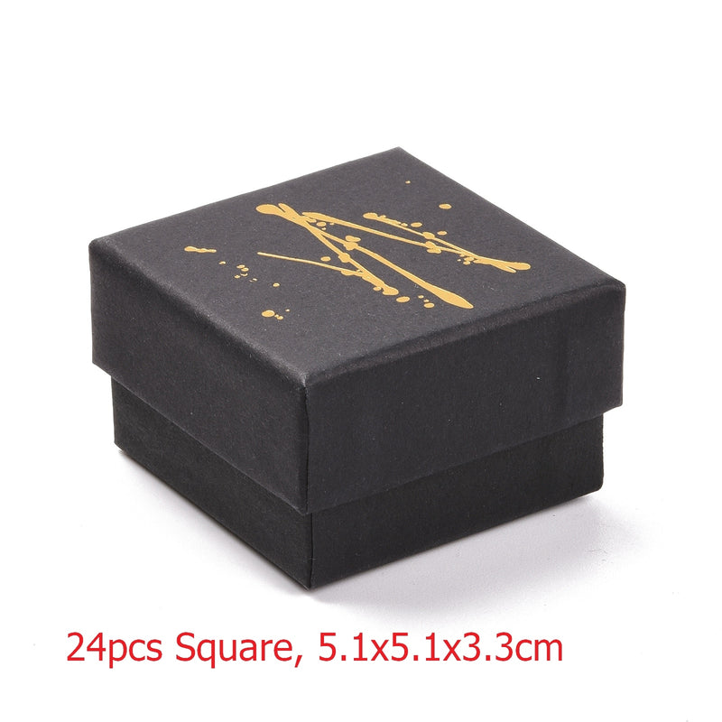 Square/Rectangle Jewelry Organizer Box For Earrings Necklace Bracelet Display Gift Box Holder Packaging Cardboard Boxes Black