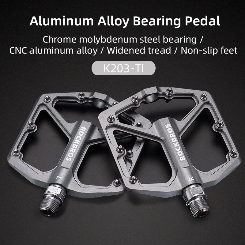 ROCKBROS MTB Cycling Ultralight Pedal Bike Bicycle Sealed DU Bearing Pedals Aluminum Alloy CRMO Non-slip Cleat Bike Part Pedals