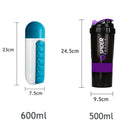 500/600Ml Water Bottle with Pillbox Plastic Drink Bottle with Medicine Pills Box Travel 7 Days Drug Organizer Drinking Container