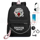 New Stranger Things backpack HELLFIRE Multifunction USB Charging Travel Canvas Student Backpack For Teens Boys Girls School Bag