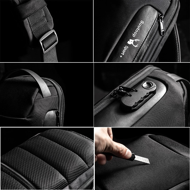 Wasserdichte USB-Oxford-Umhängetasche für Herren, Anti-Diebstahl-Schultertasche, Multifunktions-Kurzreise-Kurier-Brusttasche für Männer