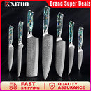 XITUO Damascus Steel knife Set 1-5 PCS Kitchen Tools Chef Knife Japanese Santoku Knives Boning knife Exquisite Shell Handle New