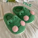Funny Couple Lovely Frog Cotton Slippers 2022 Winter Student Anti Slip Warm Plush Home Slipper Men And Women Household Shoes