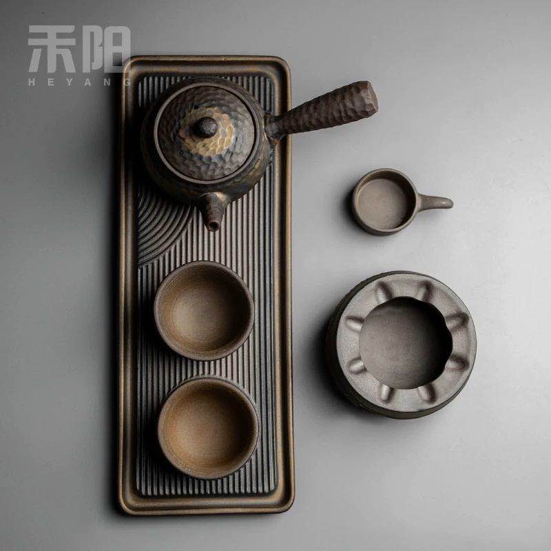 Estufa de té caliente de cerámica gruesa, calentador de té Vintage hecho a mano de estilo japonés, juego de té de Kung Fu de cerámica, juego de té caliente