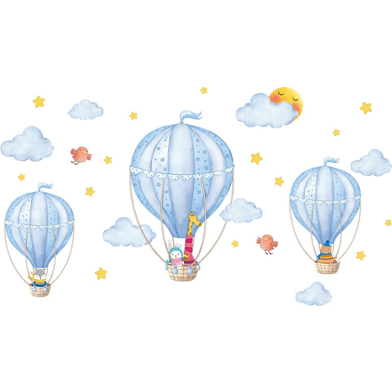 Hot Air Balloons Wall Stickers DIY Cartoon Clouds Wall Decals for Kids Rooms Baby Bedroom Kindergarten Nursery Home Decoration