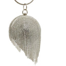 Boutique De FGG Round Ball Women Gold Crystal Evening Bags and Clutches Rhinestone Tassels Wedding Party Bridal Diamond Clutch