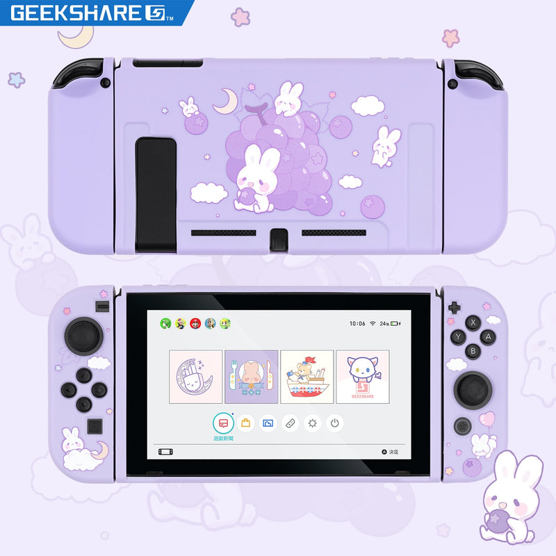 GeekShare Nintendo Switch Case Grape Rabbit Cute Purple Fairy League Soft TPU Cover Back Girp Shell For Nintend Switch Accessory