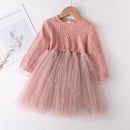 Bear Leader Girls Party Dresses 2022 New Autumn Girls Princess Dress Sashes Denim Mesh Outfits Sweet Kids Spring Clothes Suits