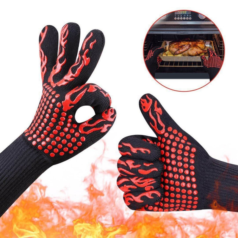 2pcs Kitchen Heat-Resistant Gloves Oven Mitts Silicone Gloves Grill Multifunctional Potholders For Baking BBQ Guantes Horno