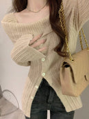 2023 Spring Elegant Knitted Sweater Women Pure Color Y2k Clothing Korea Fashion Long Sleeve Slim Sexy Pullover Female Casual Top