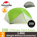Naturehike Mongar 2-3 Person Camping Tent 15D Nylon Upgrade Double Layer Outdoor Tent Ultralight Waterproof Travel Hiking Tent