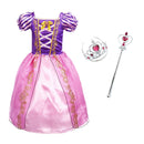 Mädchen Rapunzel Kleid Kinder Sommer Tangled Fancy Prinzessin Kostüm Kinder Verkleidung Geburtstag Karneval Halloween Party Kleidung 2-8T