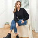 Deeptown Lantern Sleeves Vintage Shirts Women Elegant White Womens Blouse with Lush Sleeves 2022 Fashion Button Up Shirt Black