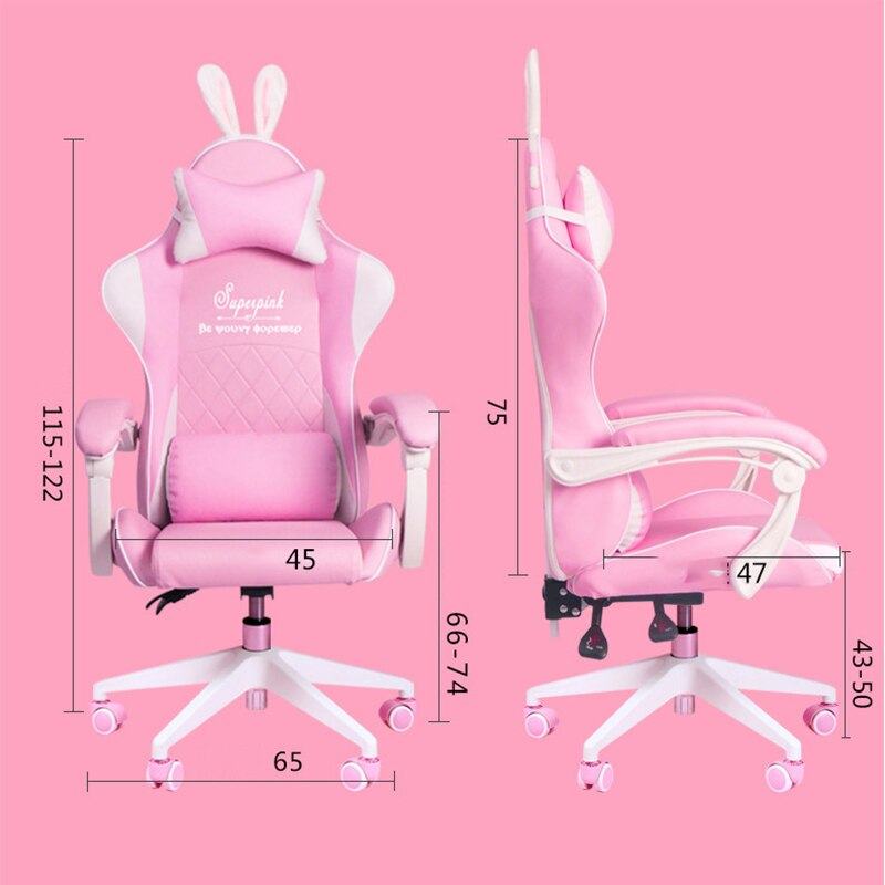 Pinker Gaming-Stuhl für Mädchen, Gamer, wettbewerbsfähig, drehbar, für Zuhause, anhebbarer Computerstuhl, Mode, bequemer Büro-Live-Stuhl