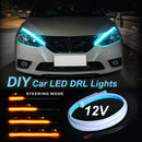 2Pcs Customizable DIY Car LED DRL Daytime Running Light Strips Waterproof Flowing Turn Signal Yellow Light Decorative Lamp 12V