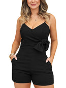 Sexy Spaghetti Strap Bowknot Design Rompers Women Slim Fit Sleeveless Summer Playsuits Casual One Piece Jumpsuit