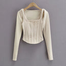 Korean Style Y2k Striped Stitching T-shirt Women 2 In 1 Shrug Set Co-ord Crop Shrug and Corset Tank Tops Set