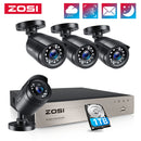 Sistema de seguridad para el hogar ZOSI H.265 + 8CH DVR 4 / 8pcs 2.0MP 1080p Visión nocturna Vigilancia al aire libre Kits de cámara a prueba de agua