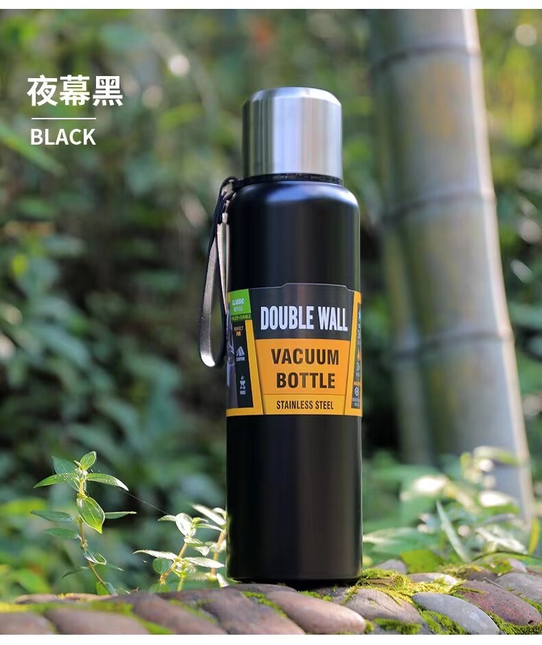 Stainless Steel  Portable Vacuum Flask Insulated Tumbler Bottle Thermos with Rope 500/700/1000/1500ml