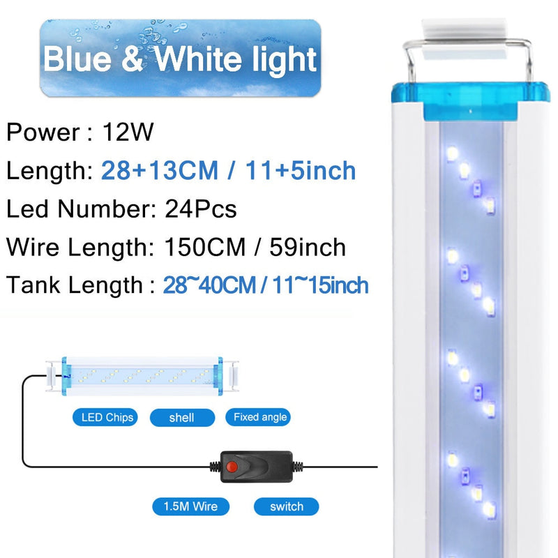 18-75CM Super Slim LEDs Acuario Iluminación Planta acuática Luz Extensible Impermeable Clip en lámpara para pecera 90-260V