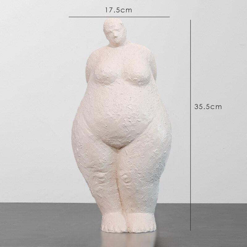 European Style Resin Abstract Fat Lady Figurines Creative Character Ornaments Vintage Home Decoration Room Tabletop Craft Gifts