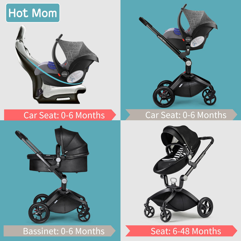 Cochecito de bebé 3 en 1, sistema de viaje Hot Mom, cochecito de paisaje alto con moisés, carro plegable para recién nacidos, F22