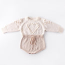 Cute Autumn Winter Infant Baby Girls Bowknot Rompers Clothing Kids Girl Long Sleeve Knit Rompers Clothes