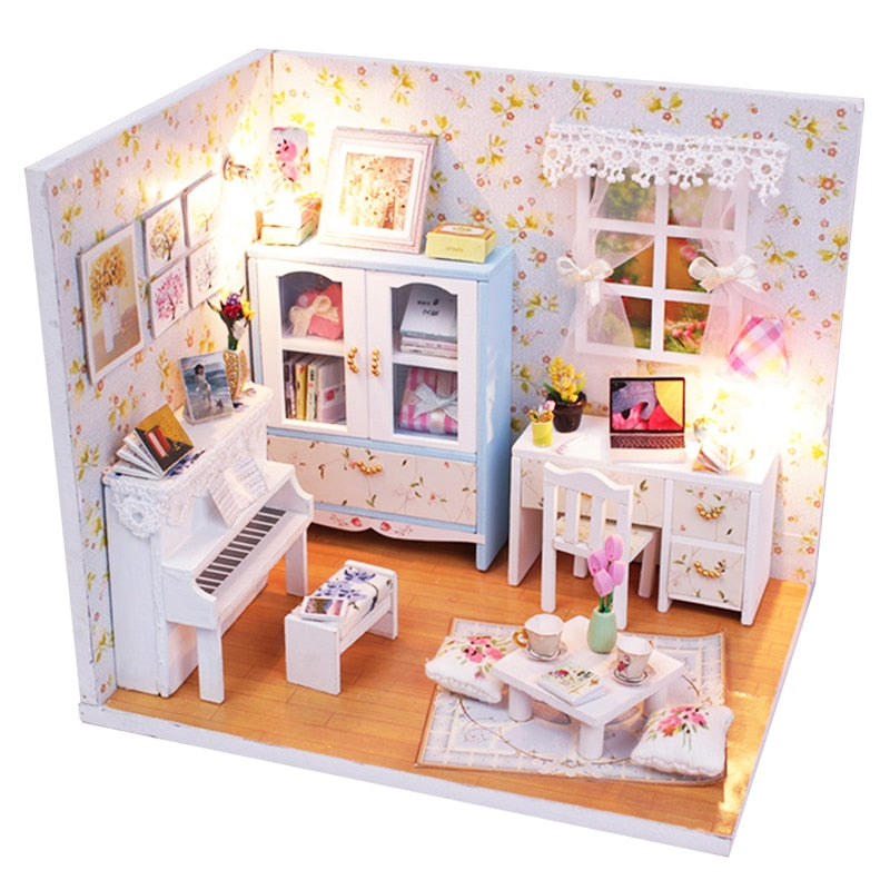 CuteBee Miniatur-Möbel für Puppenhaus-Zubehör, Mini-Haus, Spielzeughaus, DIY-Puppenhaus-Kit, Geschenk für Mädchen, Freunde, Kinder
