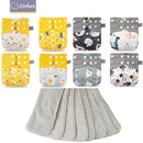Elinfant New Matching waterproof baby pcoket diapers 8 pcs gray mesh cloth diapers and 8pcs microfiber inserts
