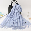 2022 Winter Scarf Solid Thick Women Cashmere Scarves Neck Head Warm Hijabs Pashmina Lady Shawls And Wraps Bandana Tassel