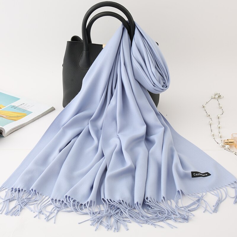 2022 Winter Scarf Solid Thick Women Cashmere Scarves Neck Head Warm Hijabs Pashmina Lady Shawls And Wraps Bandana Tassel