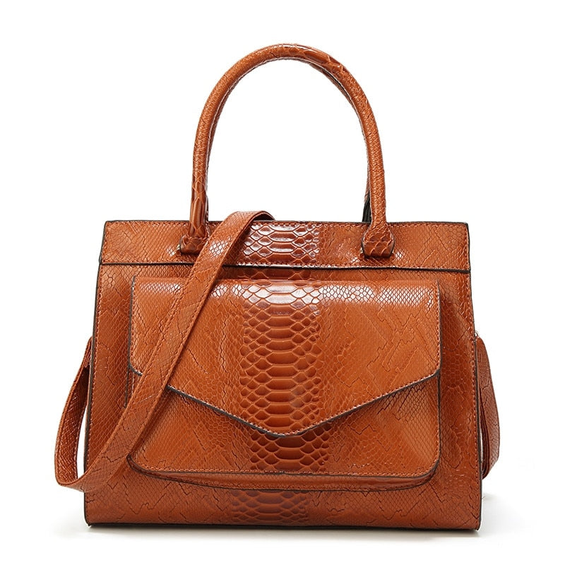 Neue Mode-Frauen-Tasche Luxe cuir Serpentine Damen-Lederhandtaschen mit Beutel Damen Trunk Tote Bolsos Damen-Umhängetasche