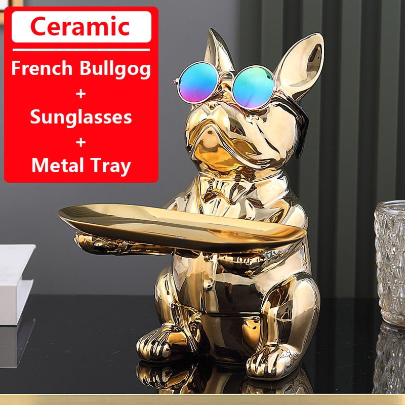 Cool Bulldog, estatua, decoración de mesa, escultura de moda, decoración de la habitación del hogar, multifunción, almacenamiento de escritorio, estatuilla en miniatura, banco de monedas