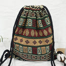 2022 Women Fabric Backpack Female Gypsy Bohemian Boho Chic Aztec Ibiza Tribal Ethnic Cottage Soft Brown Drawstring Rucksack Bags