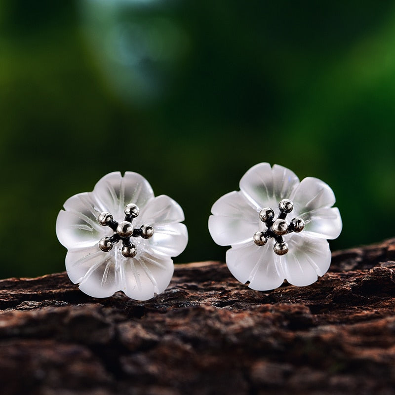 Lotus Fun Ohrringe aus echtem 925er Sterlingsilber, natürliche Kristalledelsteine, feiner Schmuck, Blume im Regen, Ohrstecker für Frauen Brincos