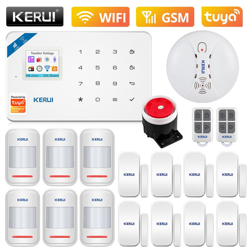 KERUI W181 WIFI GSM Home Security Tuya Smart Alarm System APP-Steuerung Drahtloser Türsensor PIR-Bewegungsmelder Einbruchalarm-Kit