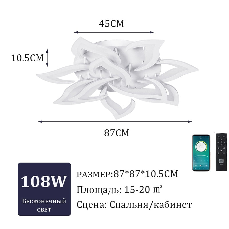 Candelabro LED para sala de estar, candelabro de techo, dormitorio, hogar, luz de techo moderna, iluminación LED, luces de Control remoto para habitación