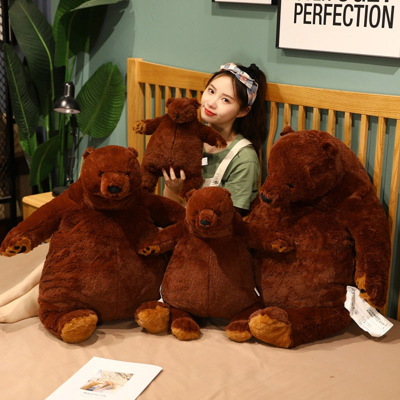 1 unidad de oso de peluche suave de 40-100cm, oso marrón oscuro, almohada grande para abrazar, cojín con relleno de animales, regalo de cumpleaños para niños