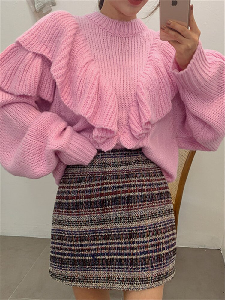 Alien Kitty 2022 New Spring Korean Style Loose Sweater Women Solid Knitted Pullovers Winter Warm Sweaters Femme