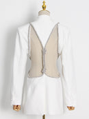 TWOTWINSTYLE Sexy espalda descubierta diamante Blazer Tops mujer solapa cuello manga larga Delgado ahueca hacia fuera abrigo de mujer moda 2022 nuevo