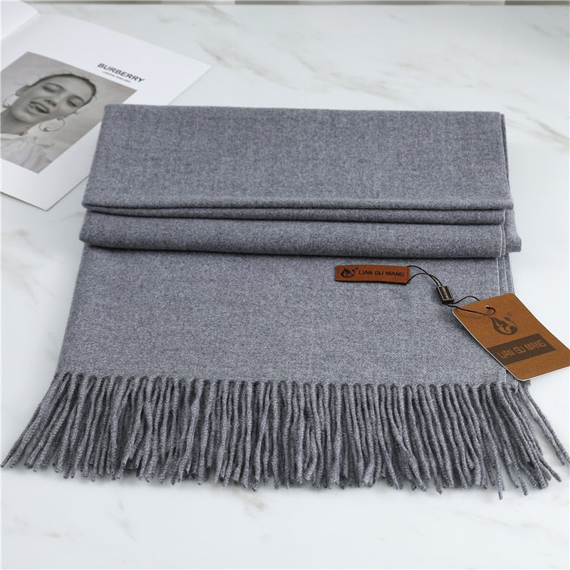 2022 Winter Cashmere Scarf Women Thick Warm Pashmina Shawls Wraps Solid Color Tassel Lady Blanket Echarpe Bufanda Hijab