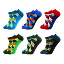6-12 Pairs Novelty Funny Casual Ankle Socks Fashion Colorful Harajuku Fruit Animal Grid Cotton Men Socks Slippers