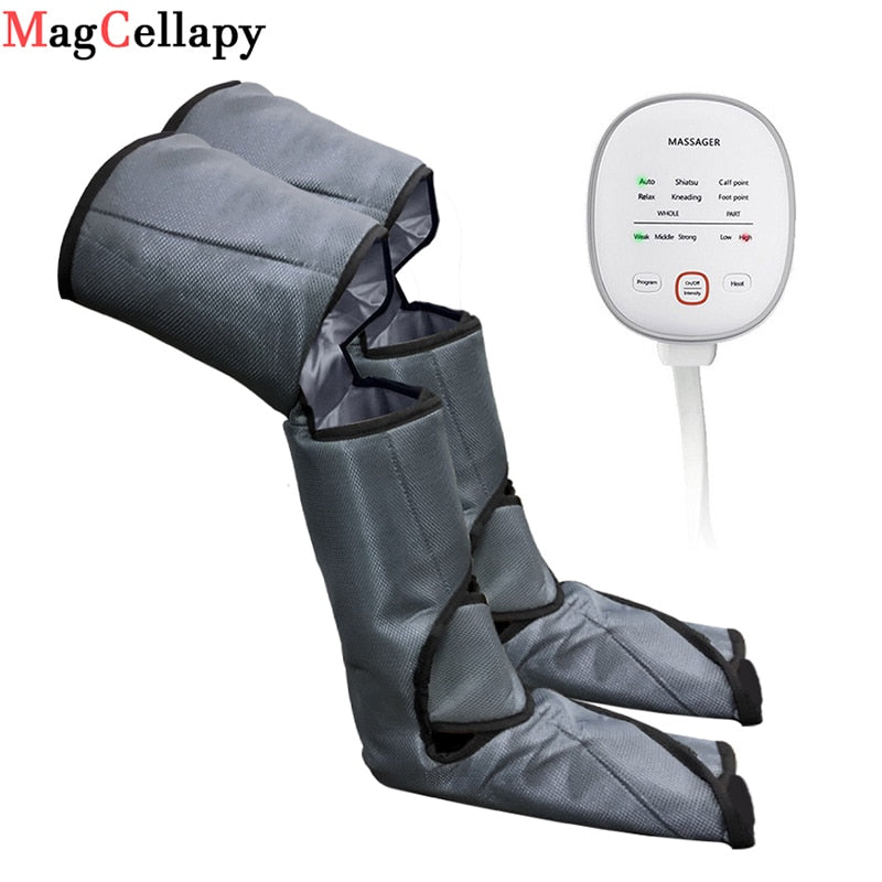 Masajeador de piernas de compresión de aire eléctrico, envolturas de aire calentadas para pies y pantorrillas, controlador de mano, relajación muscular, alivio del dolor