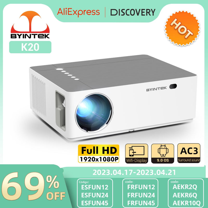 BYINTEK K20 Full HD 4K 3D 1920*1080 Android Wifi 1080P LED Video lAsEr Home Theater Projector for Smartphone Tablet PC Cinema