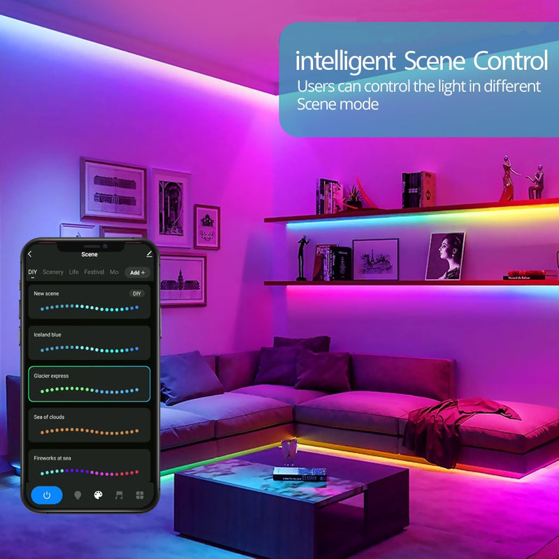 Wifi Smart Control RGB-IC WS2811 LED-Streifenlichter Traumfarbe Musik-Sync-LED-Licht für Zimmer Schlafzimmer Küche Weihnachtsdekoration